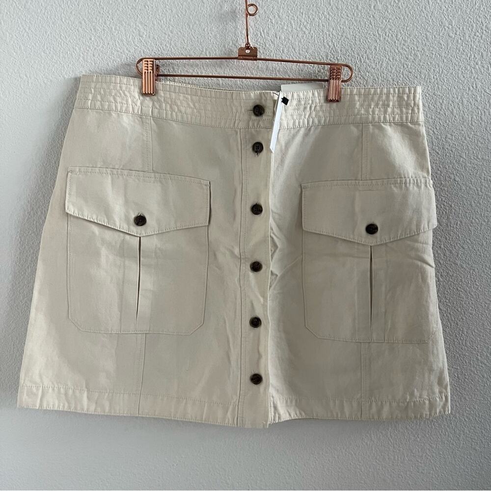 NWT Banana Republic Linen Blend Cargo Neutral Front Button Pocket Skirt 18
